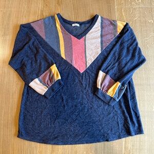 Chic Soul | Colorful Striped V-Neck Sweater